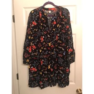 Long sleeve floral print dress